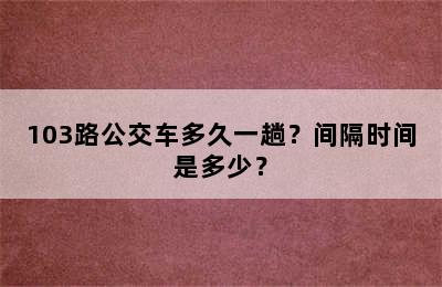103路公交车多久一趟？间隔时间是多少？