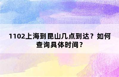 1102上海到昆山几点到达？如何查询具体时间？