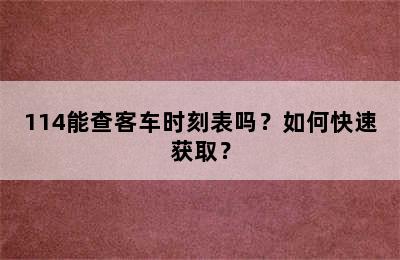 114能查客车时刻表吗？如何快速获取？