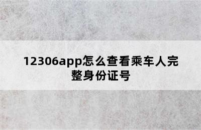 12306app怎么查看乘车人完整身份证号