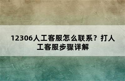 12306人工客服怎么联系？打人工客服步骤详解