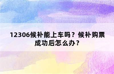 12306候补能上车吗？候补购票成功后怎么办？