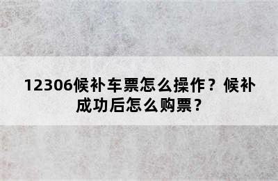 12306候补车票怎么操作？候补成功后怎么购票？