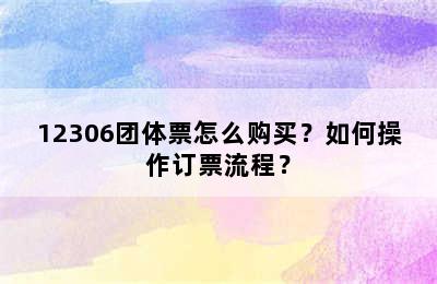 12306团体票怎么购买？如何操作订票流程？