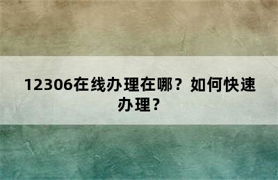12306在线办理在哪？如何快速办理？