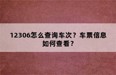 12306怎么查询车次？车票信息如何查看？
