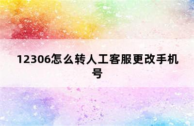 12306怎么转人工客服更改手机号