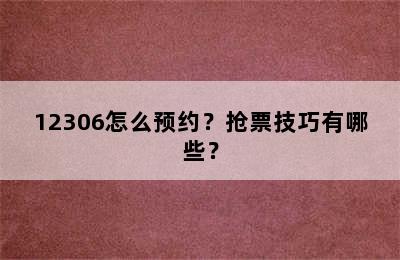 12306怎么预约？抢票技巧有哪些？