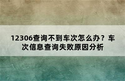12306查询不到车次怎么办？车次信息查询失败原因分析
