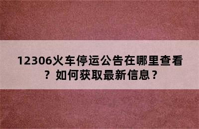 12306火车停运公告在哪里查看？如何获取最新信息？