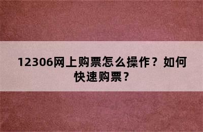 12306网上购票怎么操作？如何快速购票？