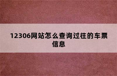 12306网站怎么查询过往的车票信息