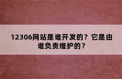 12306网站是谁开发的？它是由谁负责维护的？