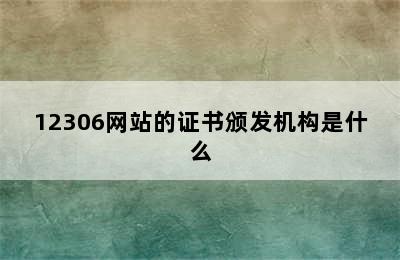 12306网站的证书颁发机构是什么