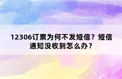 12306订票为何不发短信？短信通知没收到怎么办？