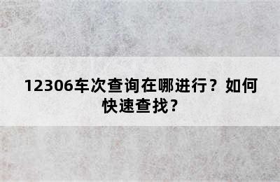 12306车次查询在哪进行？如何快速查找？