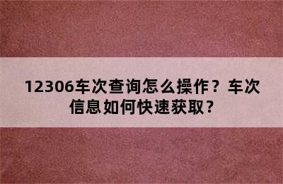 12306车次查询怎么操作？车次信息如何快速获取？