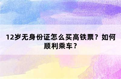 12岁无身份证怎么买高铁票？如何顺利乘车？