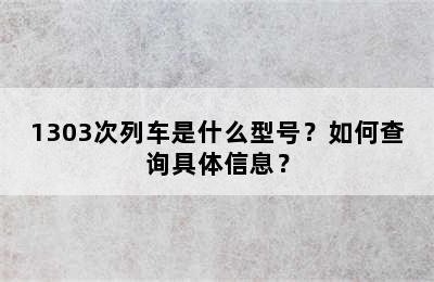 1303次列车是什么型号？如何查询具体信息？