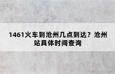 1461火车到沧州几点到达？沧州站具体时间查询