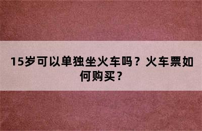 15岁可以单独坐火车吗？火车票如何购买？