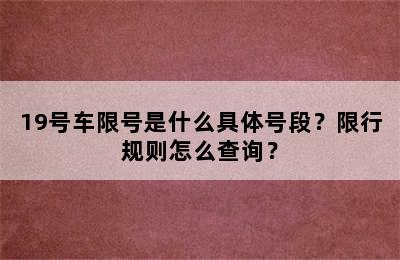 19号车限号是什么具体号段？限行规则怎么查询？