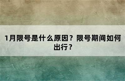 1月限号是什么原因？限号期间如何出行？