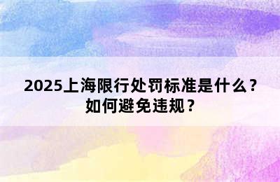 2025上海限行处罚标准是什么？如何避免违规？