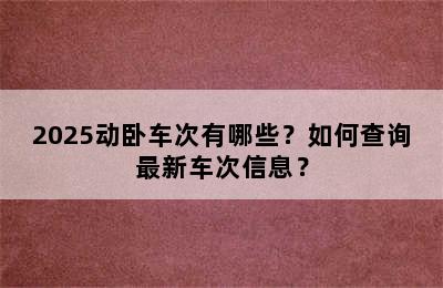 2025动卧车次有哪些？如何查询最新车次信息？