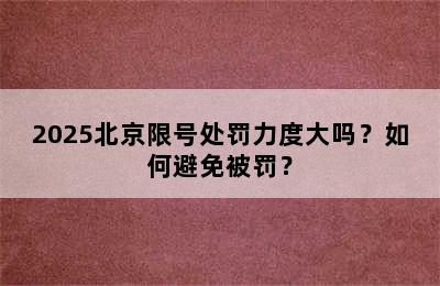 2025北京限号处罚力度大吗？如何避免被罚？