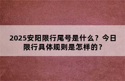 2025安阳限行尾号是什么？今日限行具体规则是怎样的？