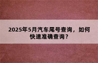 2025年5月汽车尾号查询，如何快速准确查询？