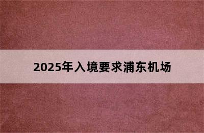 2025年入境要求浦东机场