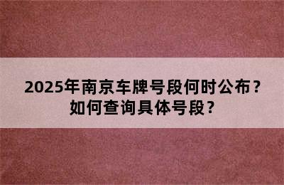2025年南京车牌号段何时公布？如何查询具体号段？