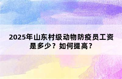 2025年山东村级动物防疫员工资是多少？如何提高？