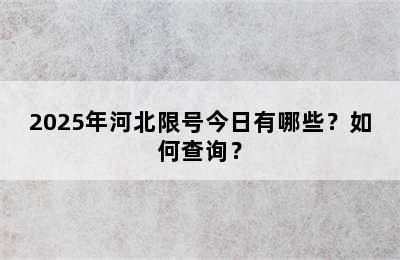 2025年河北限号今日有哪些？如何查询？