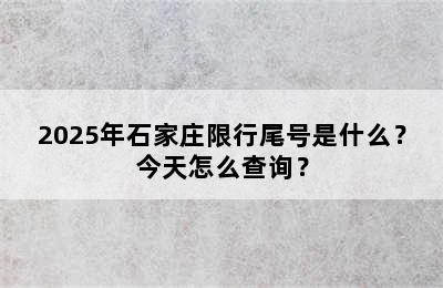 2025年石家庄限行尾号是什么？今天怎么查询？