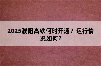2025濮阳高铁何时开通？运行情况如何？