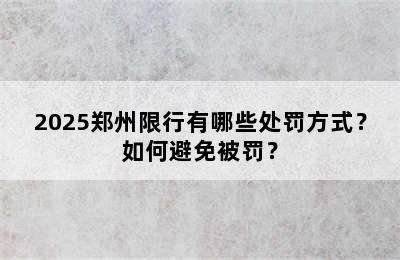 2025郑州限行有哪些处罚方式？如何避免被罚？