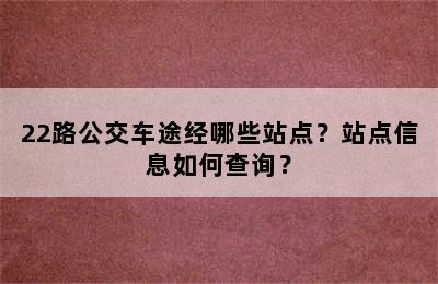 22路公交车途经哪些站点？站点信息如何查询？