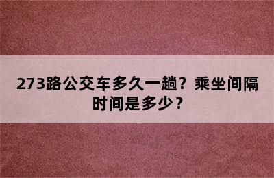 273路公交车多久一趟？乘坐间隔时间是多少？