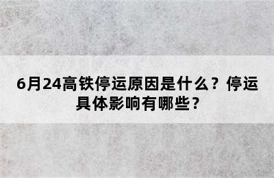 6月24高铁停运原因是什么？停运具体影响有哪些？