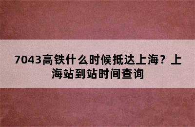 7043高铁什么时候抵达上海？上海站到站时间查询