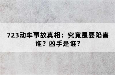 723动车事故真相：究竟是要陷害谁？凶手是谁？