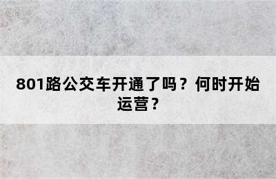 801路公交车开通了吗？何时开始运营？