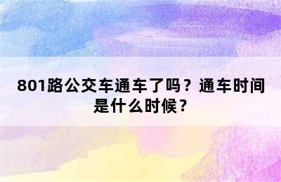 801路公交车通车了吗？通车时间是什么时候？