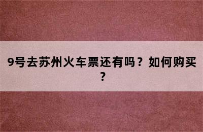 9号去苏州火车票还有吗？如何购买？