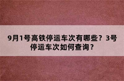 9月1号高铁停运车次有哪些？3号停运车次如何查询？