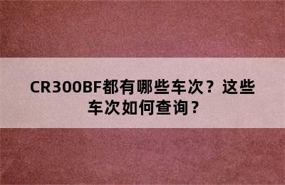 CR300BF都有哪些车次？这些车次如何查询？