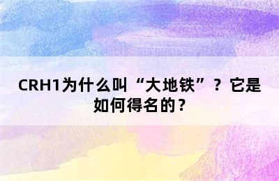 CRH1为什么叫“大地铁”？它是如何得名的？